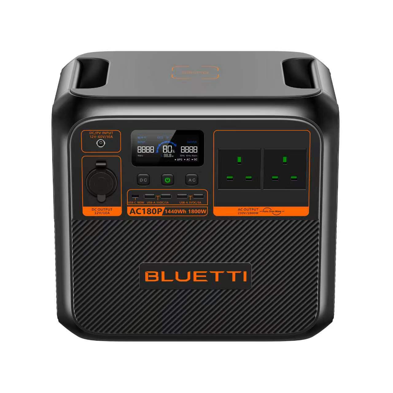 BLUETTI AC180P Portable Power Station, Power: 1800W, Battery: 1440Wh, UK Standard
